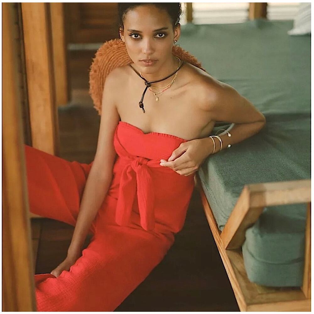 Anthropologie Saturday Sunday Isabel Tie Front Jumpsuit Size M